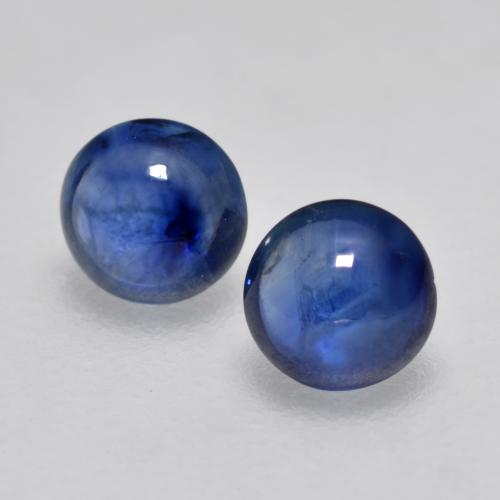 Dark Blue Sapphire Gem - 0.2ct Round Cabochon (ID: 565619)