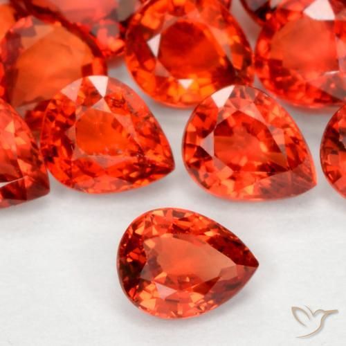 39.57 ctw Red Sapphire Stones, Natural Sapphire in Pear Facet Shape for Sale