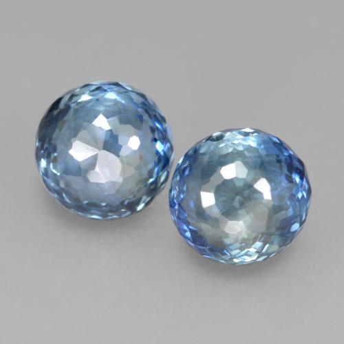 Multicolor Blue Sapphire Gem - 0.5ct Round Mixed-Cut (ID: 570046)