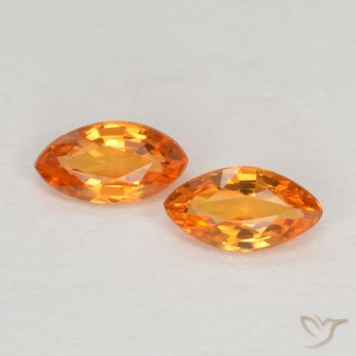 0.37 ct Loose Orange Sapphire, 5 x 2.6 mm Marquise Cut From Tanzania, Photo A