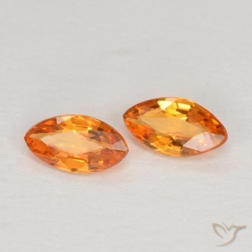 0.37 ctw Orange Sapphire Stones, Natural Sapphire in Marquise Facet Shape for Sale