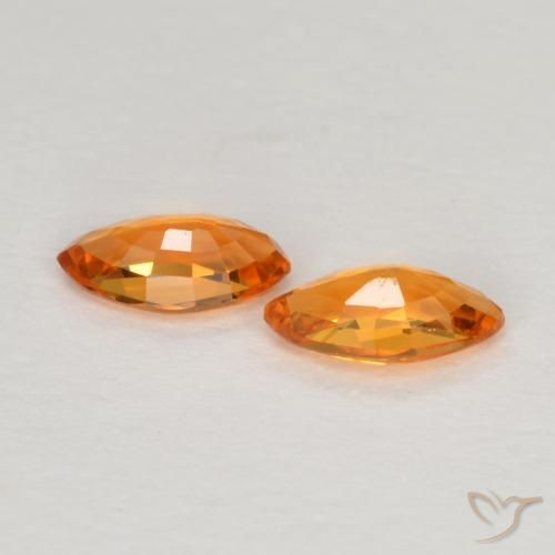 Sapphire Gemstones in 5 x 2.6 mm Size for Sale, Sapphire Stones in Bright Orange Color