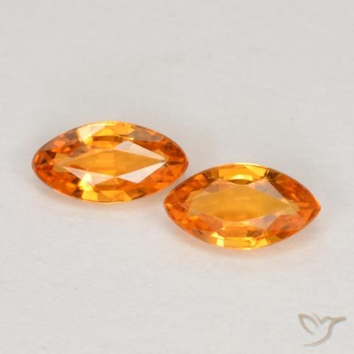 0.39 ct Loose Orange Sapphire, 4.8 x 2.6 mm Marquise Cut From Tanzania, Photo A