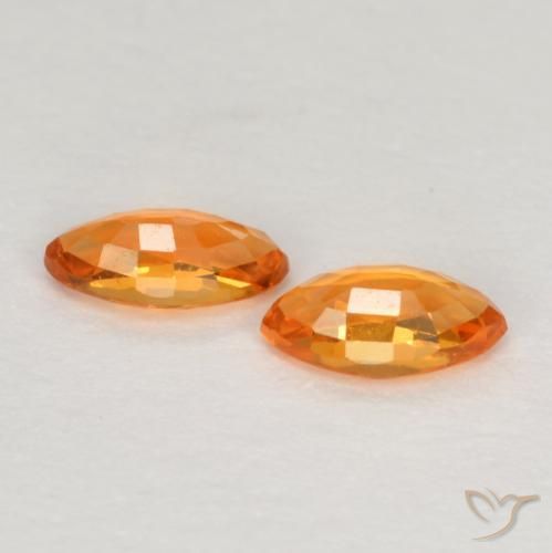 Sapphire Gemstones in 4.8 x 2.6 mm Size for Sale, Sapphire Stones in Bright Orange Color