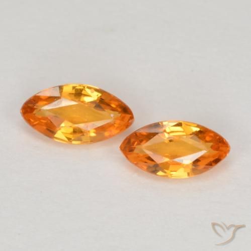 0.39 ct Loose Orange Sapphire, 4.9 x 2.6 mm Marquise Cut From Tanzania, Photo A