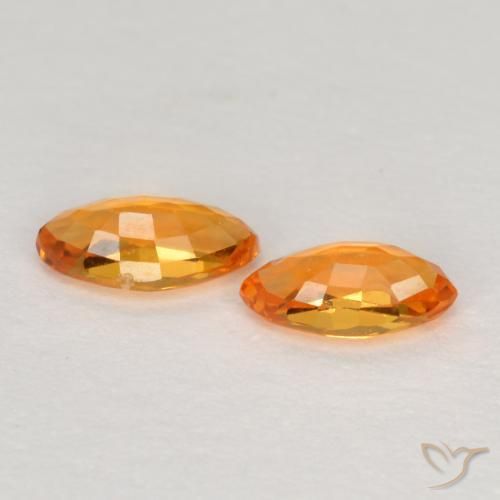 Sapphire Gemstones in 4.9 x 2.6 mm Size for Sale, Sapphire Stones in Bright Orange Color
