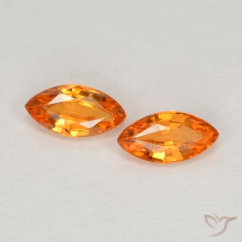 0.37 ct Loose Orange Sapphire, 5.1 x 2.6 mm Marquise Cut From Tanzania, Photo A
