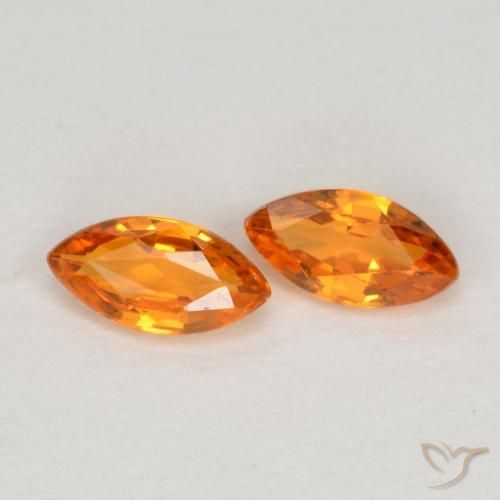 0.40 ctw Orange Sapphire Stones, Natural Sapphire in Marquise Facet Shape for Sale
