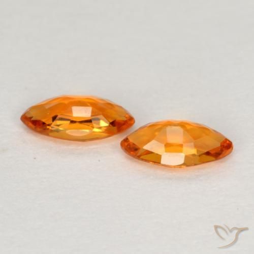 Sapphire Gemstones in 4.9 x 2.5 mm Size for Sale, Sapphire Stones in Bright Orange Color