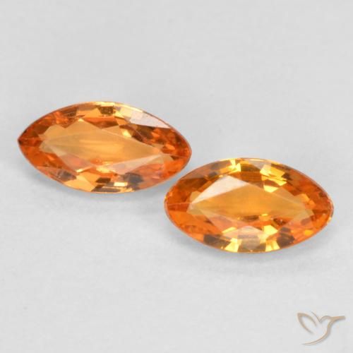 0.4 ct Loose Orange Sapphire, 4.7 x 2.7 mm Marquise Cut From Tanzania, Photo A