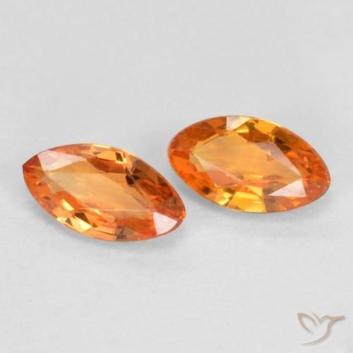 0.40 ctw Orange Sapphire Stones, Natural Sapphire in Marquise Facet Shape for Sale