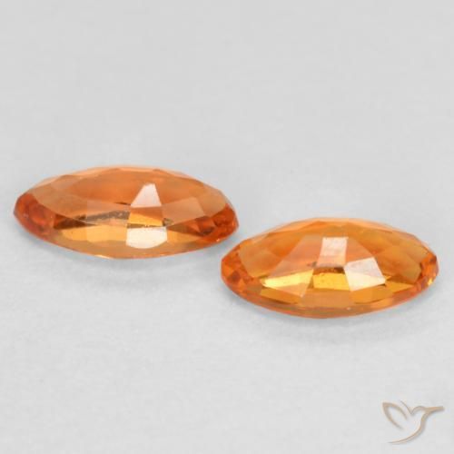 Sapphire Gemstones in 4.7 x 2.7 mm Size for Sale, Sapphire Stones in Bright Orange Color