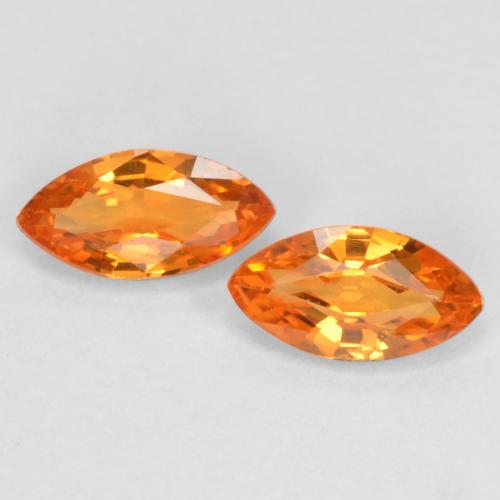 Bright Orange Sapphire Gem - 0.2ct Marquise Facet (ID: 571150)