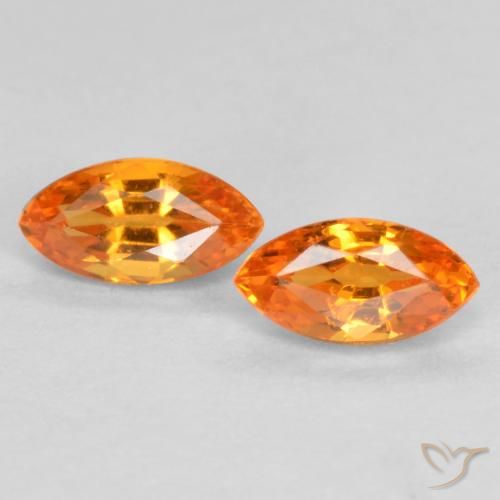 0.45 ct Loose Orange Sapphire, 4.8 x 2.5 mm Marquise Cut From Tanzania, Photo A