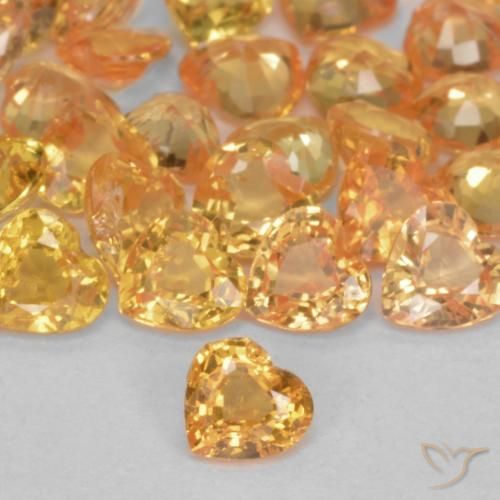 Saphir jaune en vrac de 0,25 ct, taille cœur de 3,7 x 3,7 mm de Tanzanie, Photo A