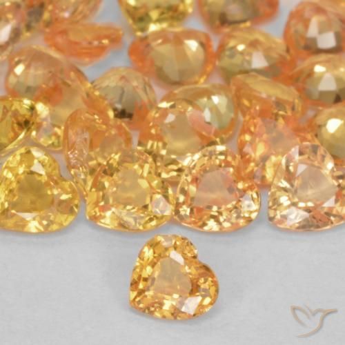 7.71 ctw Golden Sapphire Stones, Natural Sapphire in Heart Facet Shape for Sale