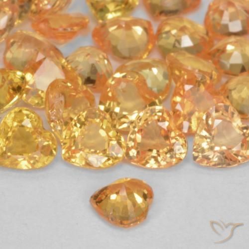 Sapphire Gemstones in 3.7 x 3.7 mm Size for Sale, Sapphire Stones in Orange-Gold Color
