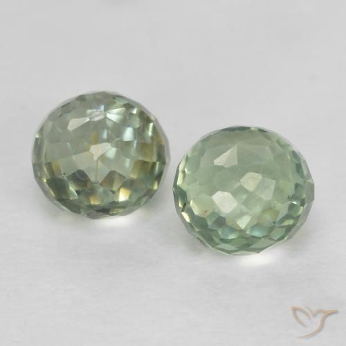 Sapphire Gemstones in 4 mm (calibrated) Size for Sale, Sapphire Stones in Light Forest Green Color