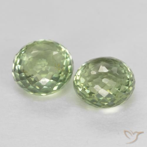 Sapphire Gemstones in 4 mm (calibrated) Size for Sale, Sapphire Stones in Very Light Sage Green Color