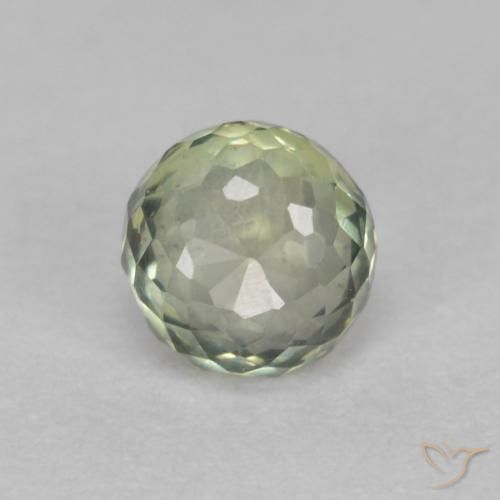 0.56 ct Green Sapphire Stone, Natural Sapphire in Round Mixed-Cut Shape for Sale
