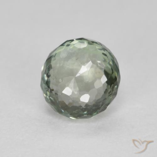 0.55 ct Green Sapphire Stone, Natural Sapphire in Round Mixed-Cut Shape for Sale