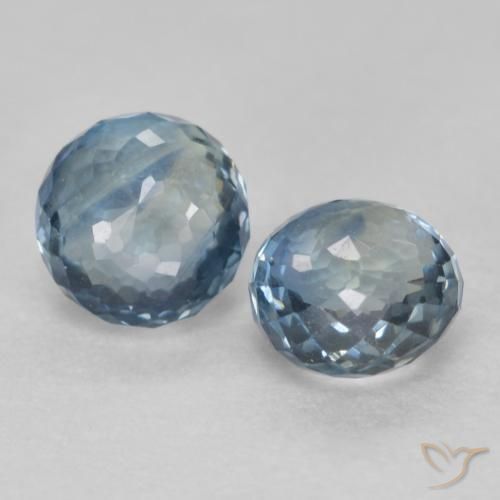 0.86 ctw Blue Sapphire Stones, Natural Sapphire in Round Mixed-Cut Shape for Sale