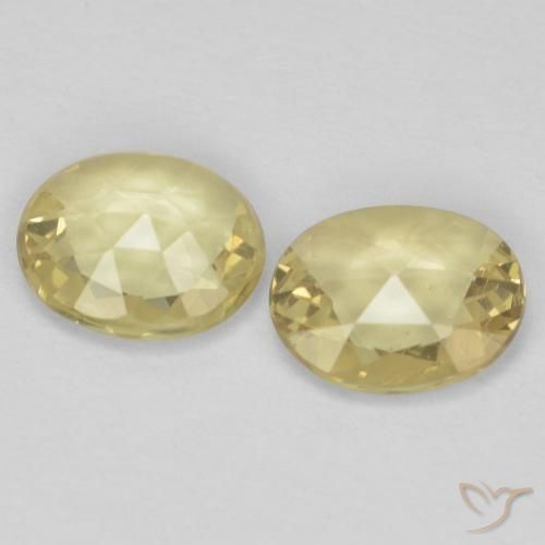Sapphire Gemstones in 5.9 x 4.8 mm Size for Sale, Sapphire Stones in Light Yellow Color