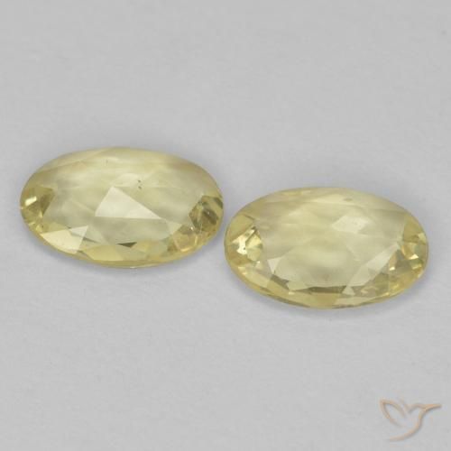 Sapphire Gemstones in 6 x 4 mm (calibrated) Size for Sale, Sapphire Stones in Very Light Dijon Yellow Color