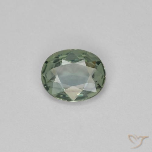0.59 ct Green Sapphire Gemstone, Sapphire Gem in Oval Facet Shape for Sale.