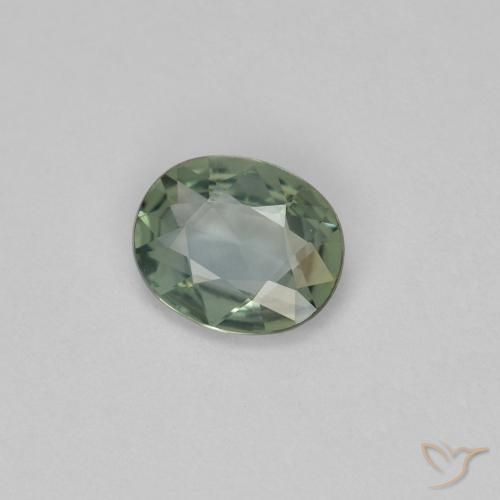 0.59 ct Green Sapphire Stone, Natural Sapphire in Oval Facet Shape for Sale
