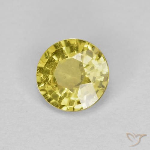 0.42 ct Yellow Sapphire Stone, Natural Sapphire in Round Facet Shape for Sale