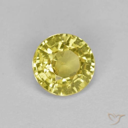 0.44 ct Yellow Sapphire Stone, Natural Sapphire in Round Facet Shape for Sale