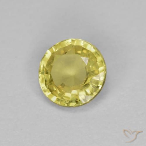 0.39 ct Yellow Sapphire Stone, Natural Sapphire in Round Facet Shape for Sale
