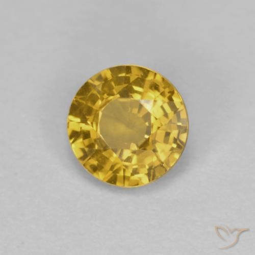 0.42 ct Golden Sapphire Stone, Natural Sapphire in Round Facet Shape for Sale