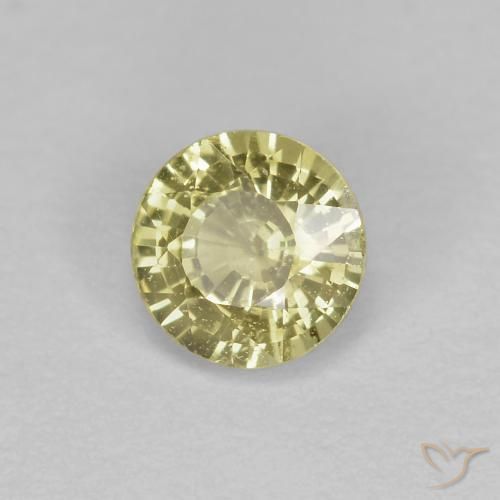 0.46 ct Yellow Sapphire Stone, Natural Sapphire in Round Facet Shape for Sale
