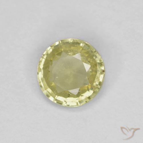 0.37 ct Yellow Sapphire Stone, Natural Sapphire in Round Facet Shape for Sale