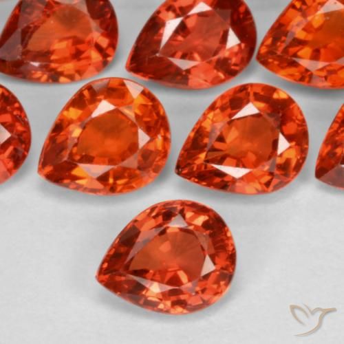 Zafiro naranja suelto de 0,43 quilates, talla pera de 5,2 x 4,1 mm, procedente de Tanzania, Photo A