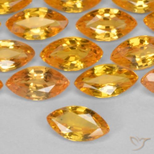 10.18 ctw Golden Sapphire Stones, Natural Sapphire in Marquise Facet Shape for Sale