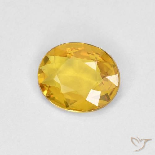 0.55 ct Golden Sapphire Stone, Natural Sapphire in Oval Facet Shape for Sale