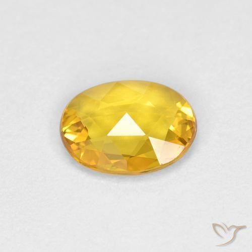 Sapphire Gemstone in 6 x 5 mm Size for Sale, Sapphire Stone in Golden Color