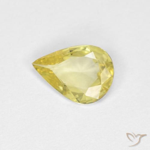 0.45 ct Yellow Sapphire Stone, Natural Sapphire in Pear Facet Shape for Sale