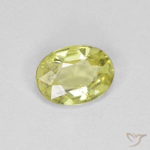 0.66 ct Yellow Sapphire Stone, Natural Sapphire in Oval Facet Shape for Sale