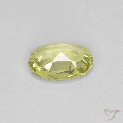 Sapphire Gemstone in 6.7 x 4.9 mm Size for Sale, Sapphire Stone in Light Greenish Yellow Color