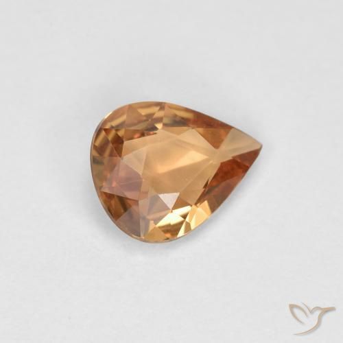 0.46 ct Golden Sapphire Stone, Natural Sapphire in Pear Facet Shape for Sale