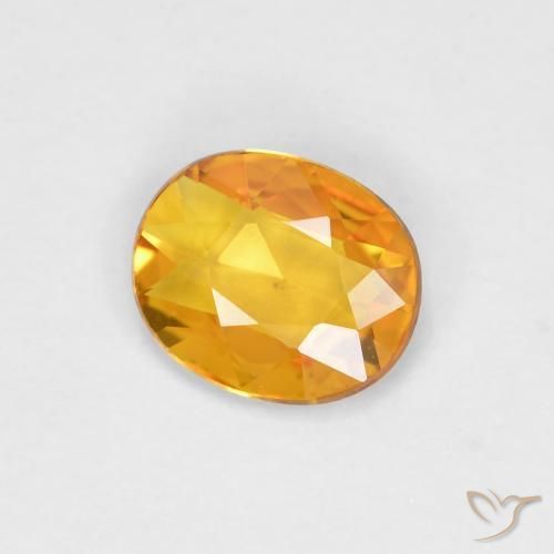 0.58 ct Golden Sapphire Stone, Natural Sapphire in Oval Facet Shape for Sale