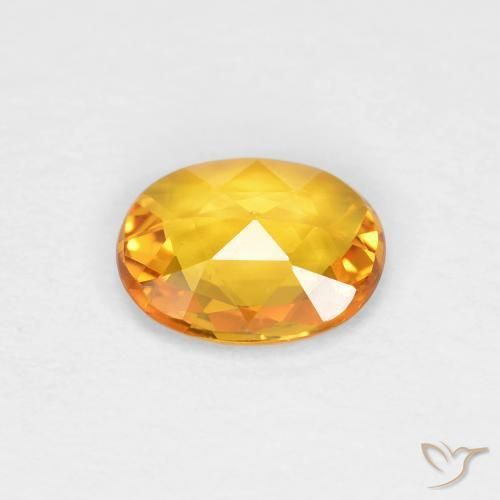 Sapphire Gemstone in 6.1 x 5 mm Size for Sale, Sapphire Stone in Dark Orange-Gold Color