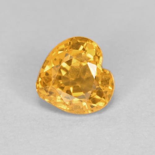 0.51ct Heart Facet Golden Sapphire from Tanzania, Dimension 4.6 x 4.4mm, Natural be heated Gemstone, VS Clarity, 1 piece Sapphire in Golden Orange Color, Mohs Hardness of 9 suitable for daily wear jewelry, Stone of Wisdom, Photo A