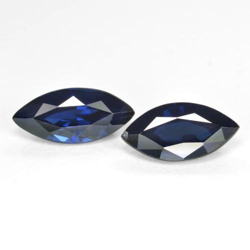 Paire de saphir Marquise 10,5 x 4,8mm - Poids total 2,62 ct / moyenne 1,31 ct chaque, pierre gemme naturelle , couleur Bleu foncé avec pureté vvs-vs, dureté Mohs 9 convient aux bijoux de tous les jours, pierre de sagesse, Pierre de naissance traditionnelle d'avril, Photo A