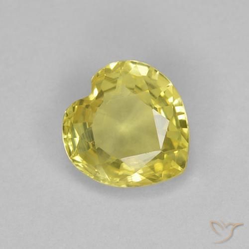 0.43 ct Yellow Sapphire Stone, Natural Sapphire in Heart Facet Shape for Sale