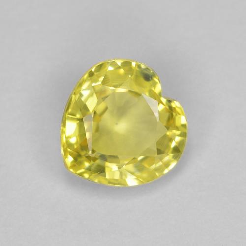 4,7 x 4,6mm herzschliff gelber Saphir aus Tansania, Gewicht von 0,46 ct, natürlicher Edelstein in VVS Reinheit, 1 Stück herzschliff Saphir - Farbe: Hummel Gelb, Mohs-Härte von 9 Geeignet für den täglichen Gebrauch im Schmuck, Geburtsstein für September, Photo A